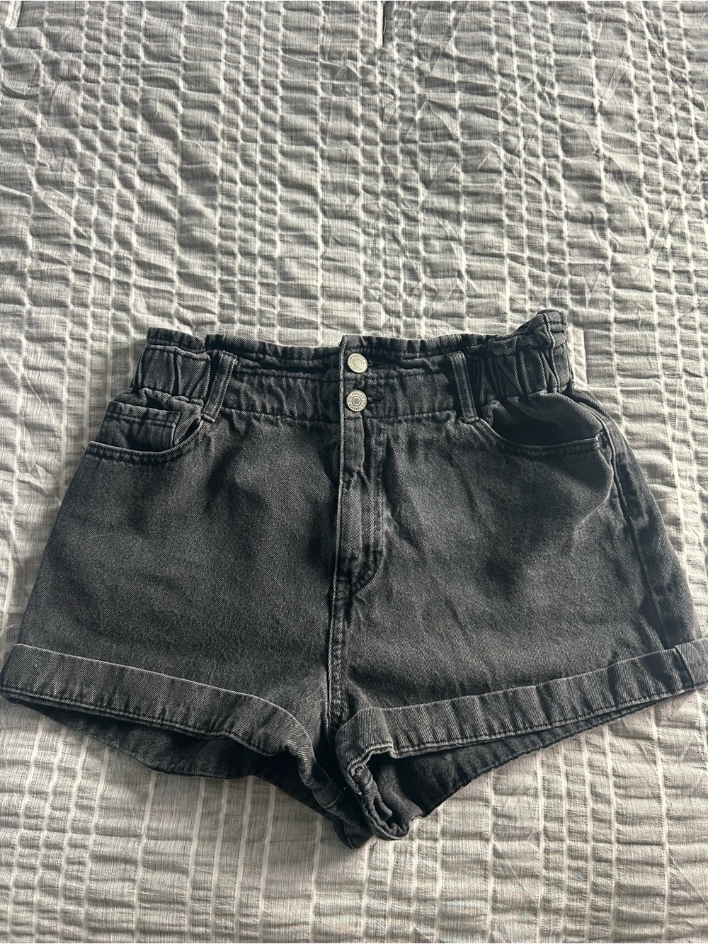 High-Rise Black Denim Women’s Shorts